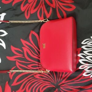 Michael Kors Scarlet Red Leather Dome Crossbody Bag